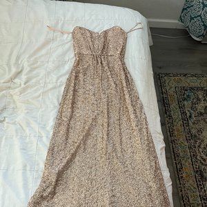 Amsale Rose gold Strapless Sequin Dress size 2